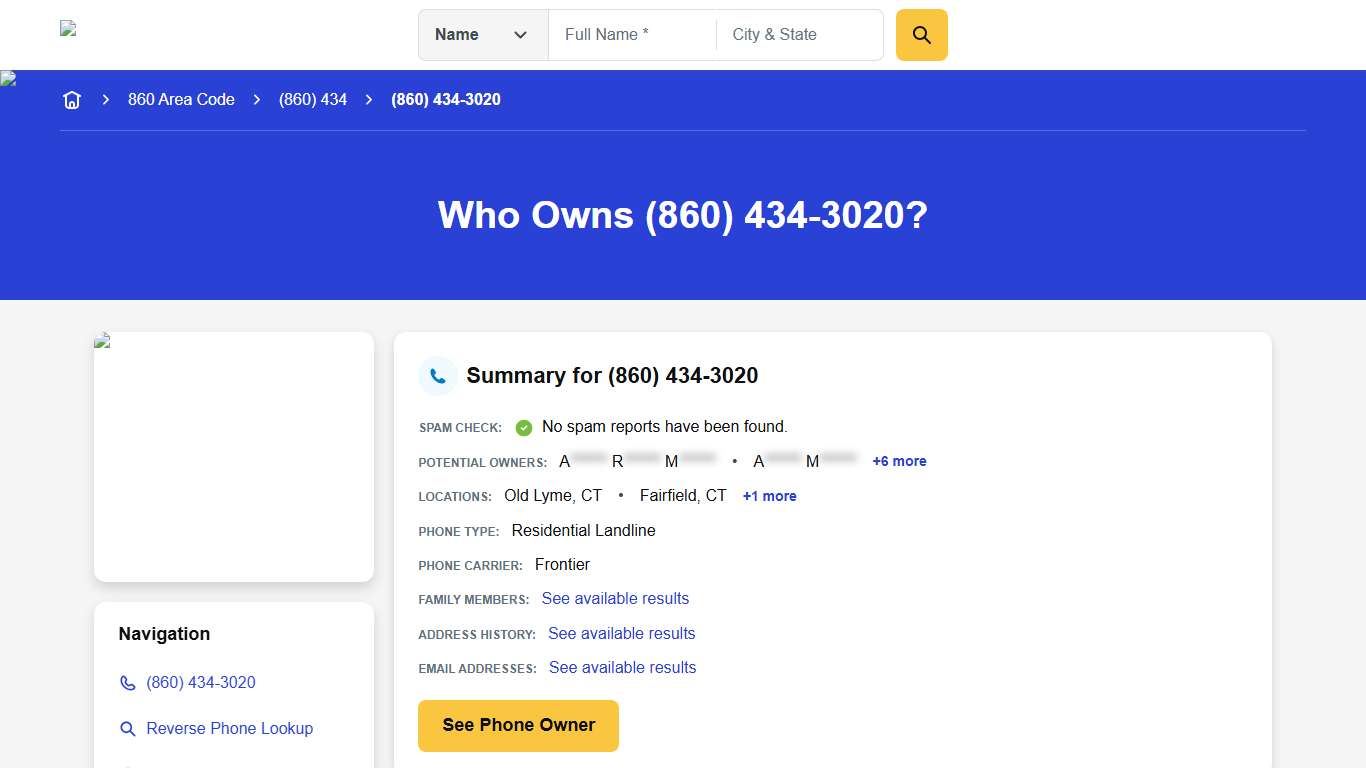 (860) 434-3020 Reverse Phone Lookup Anywho